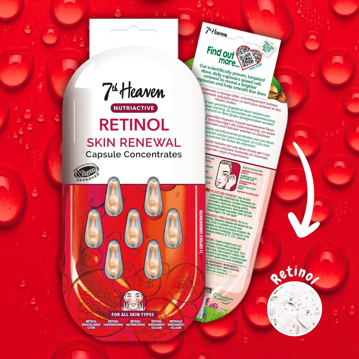 7th Heaven Retinol Capsule Concentrates (7 Day Supply). Rejuvenating Glow Cream (all Skin Types). Daily Face Care Capsules for Skin Renewal. Vegan Retinol Serum for Face - Genuine 7th Heaven Skin Care