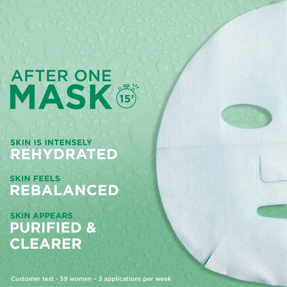 Garnier Moisture Bomb Green Tea and Hyaluronic Acid Sheet Mask, Hydrating & Rebalancing Face Mask, For Sensitive Skin, Cruelty Free & Vegan Tissue Mask, 28g