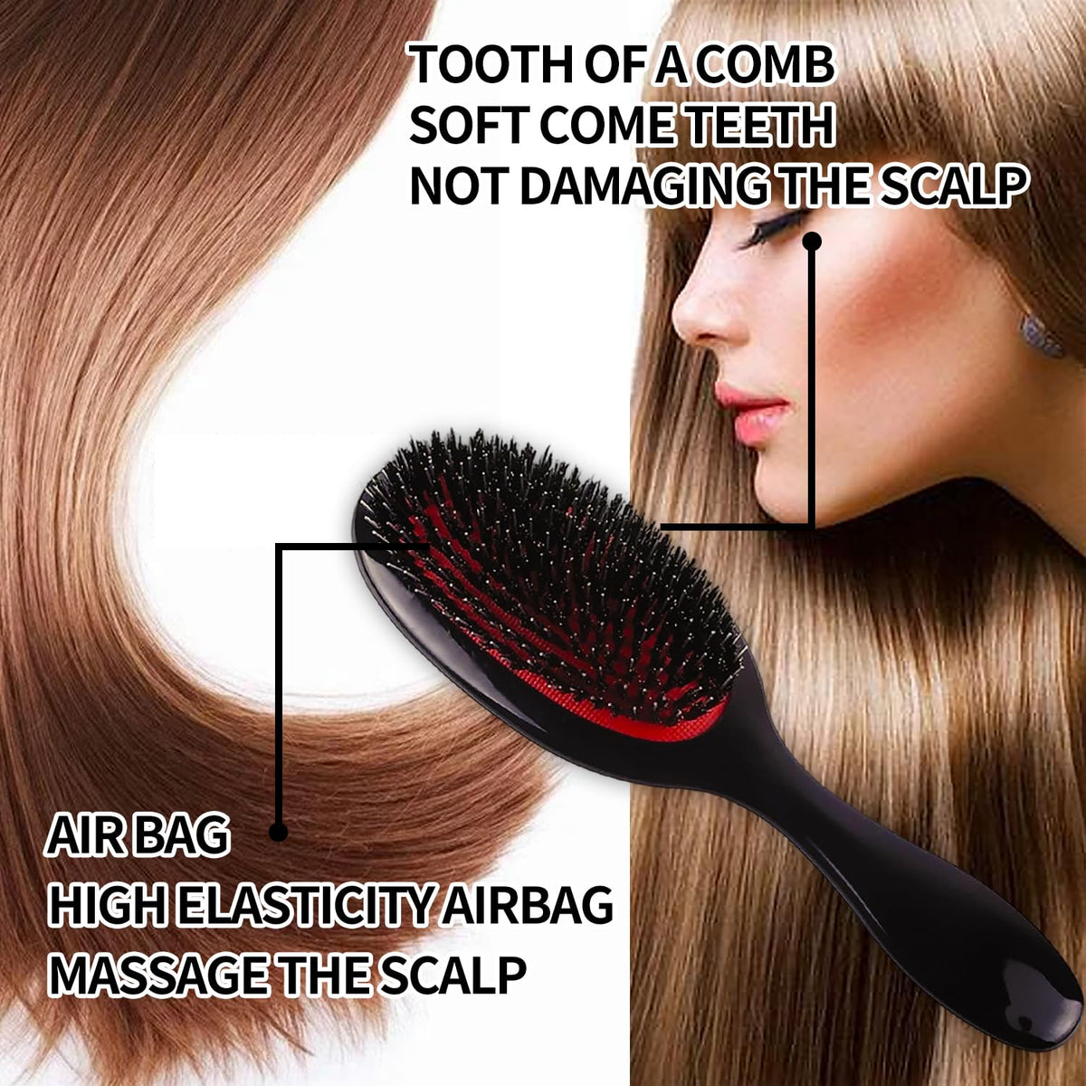 Solvayne Paddle Hair Extension Brush, Anti-Static Massage for Hair Extensions and Wigs, Gentle Detangling Brush for All Types