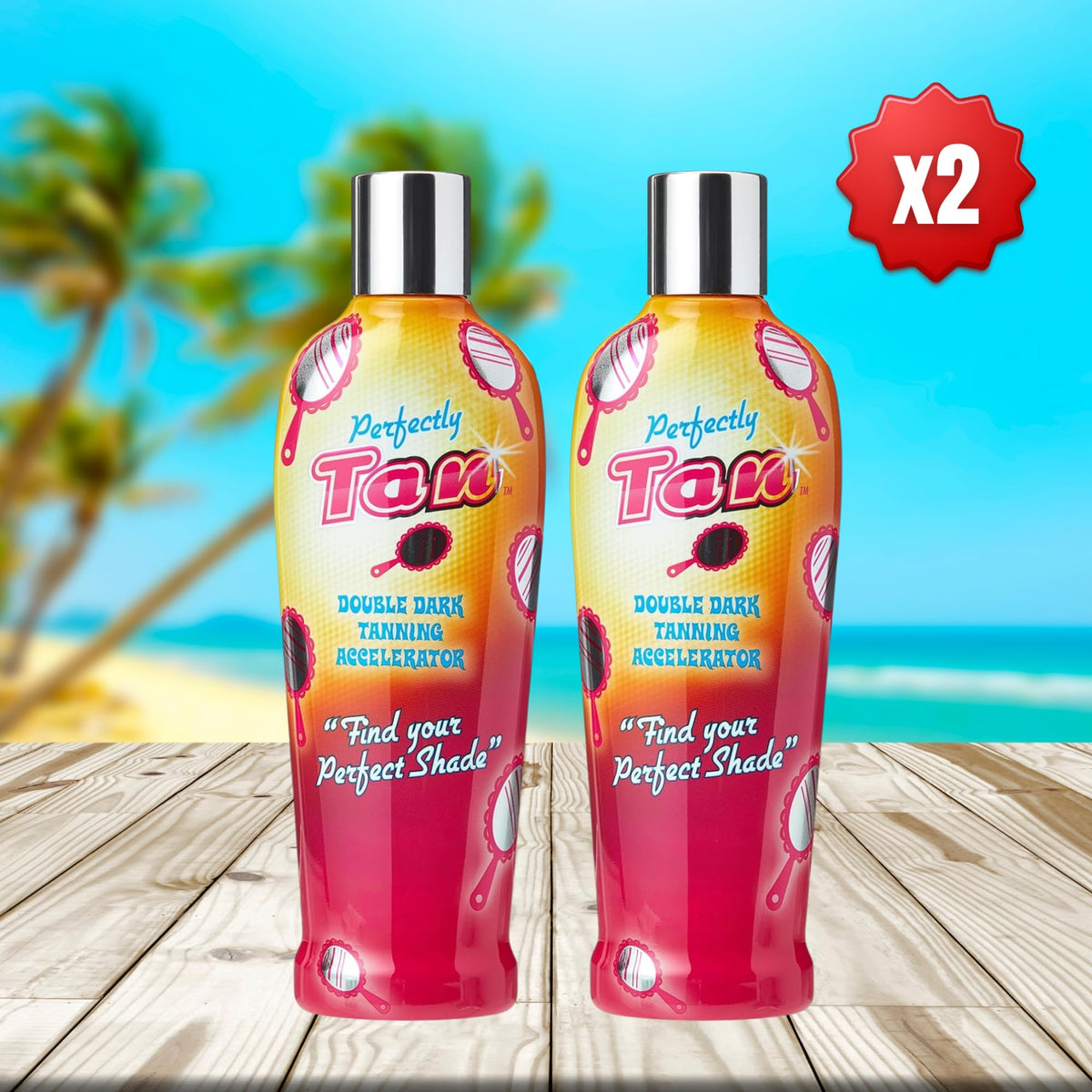 DCF Success Tan Tanning Perfectly Accelerator Lotion 2 Pack – 250ml Each, Ultra-Hydrating Indoor/Outdoor Formula with Aloe Vera, Sunflower & Monoi de Tahiti Oil, Includes Detangling Hair Brush