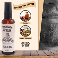 BANNISTER & SONS Fine Gentlemens Grooming Bannister & Sons Mild Spicy Citrus Beard Oil - Nourishes Skin with Sweet Almond and Jojoba