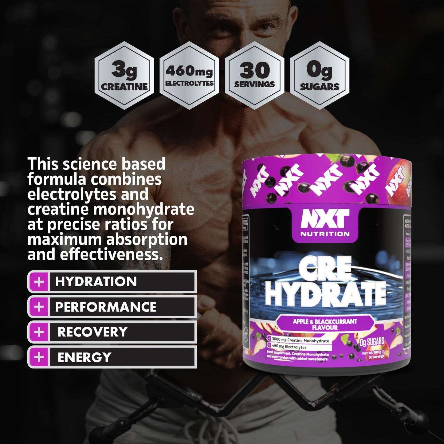 NXT Nutrition NXT Cre-Hydrate (180g, Apple and Blackcurrant)