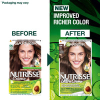 Garnier Nutrisse Permanent Hair Dye, Natural-looking, hair colour result, For All Hair Types, 6N Nude Light Brown