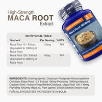 Zipvit Maca Root Capsules 5000mg, 180 Vegan Capsules, 6 Months Supply, Black & Yellow Maca Root Powder Extract