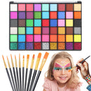 Yualucky Face Painting Kit for Children, 54 Colors Face Paint With 10 Pcs Brushes,Body Paint,WashableSafe & Non-Toxic Body Paint for Kids Adults Suitable for various festival makeup