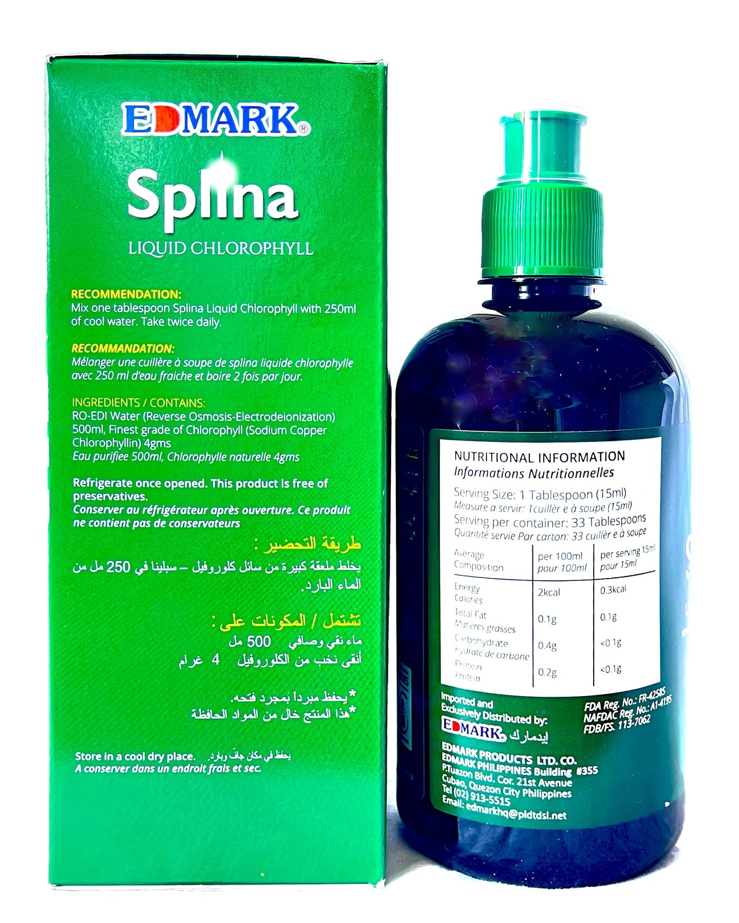 Edmark EDMARK Splina - Chlorophyll Drink - Balances -Cleanses - Rich in Vitamins - Increases Blood Count - Reduce Wrinkle and Aging