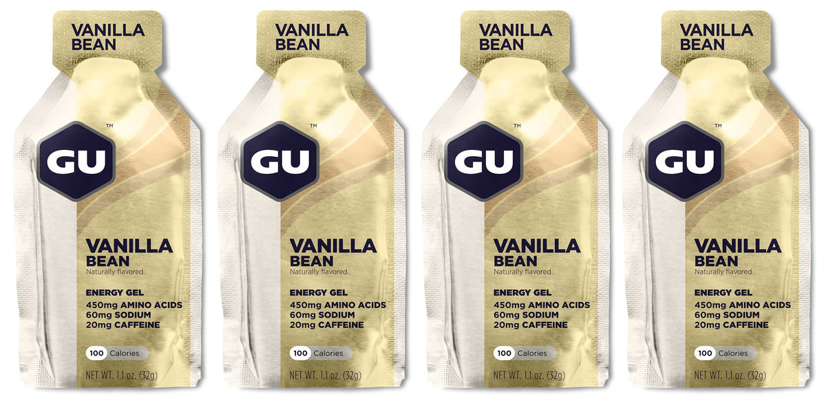 GU Gu Energy Running Gels - 4 Gel Taster Pack - Sports Energy Gels For Running , Cycling, Triathlon (Vanilla Bean), 32.0 gram