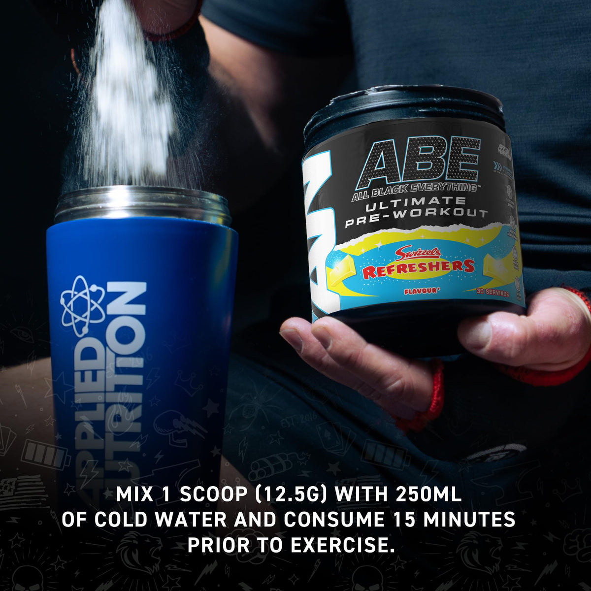 Applied Nutrition Bundle ABE Pre Workout 375g + 700ml Protein Shaker | All Black Everything Pre Workout Powder, Energy & Physical Performance with Creatine, Beta Alanine (Strawberry & Mojito)