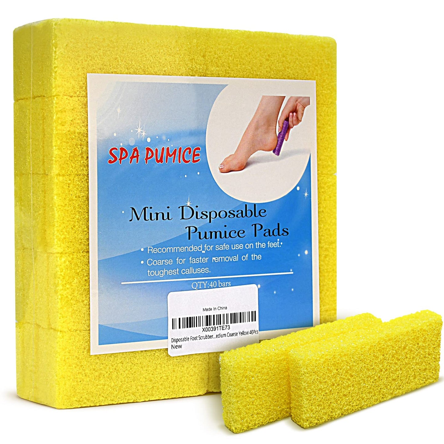 SALVMARY Disposable Pumice Stone for Feet Hard Skin Callus Remover Foot Scrubber Yellow 40 Pcs