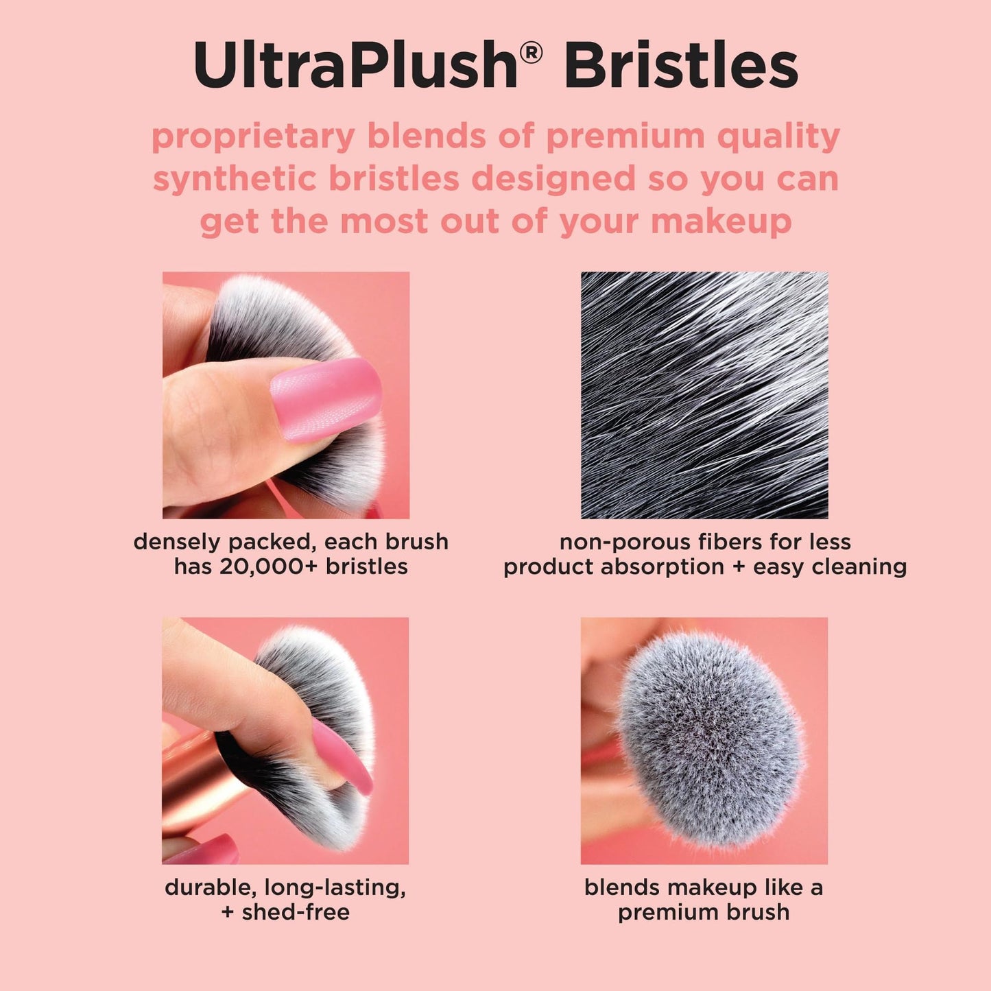 REAL TECHNIQUES Real Techniques Travel Fantasy Mini Brush Kit, Makeup Brushes For Eyeshadow, Highlight, Contour, Powder, and Concealer, Travel-Sized Brushes and Cosmetic Bag, Synthetic Bristles, 11 Piece Set