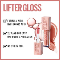 Maybelline New York Lifter Gloss, Plumping & Hydrating Lip Gloss with Hyaluronic Acid, 5.4 ml, Shade: 006, Reef