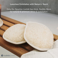 Hydrea London Exfoliating Glove - Organic Egyptian Shower Loofah & Dual-Sided Face Mitt Exfoliator - Body Scrubber for Men & Women, Dead Skin Cell Remover, & Bath Scrub for Deep Exfoliation & Detox