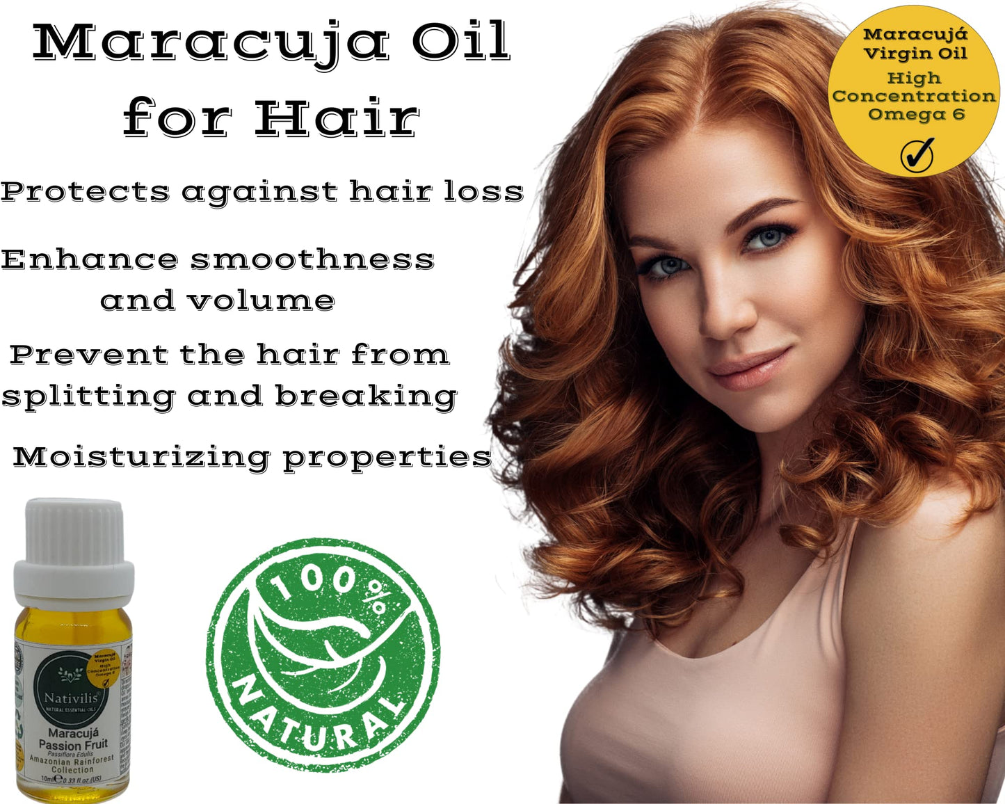 Nativilis Natural Essential Oils Nativilis Virgin Maracuja Passion Fruit Oil - (Passiflora Edulis) - Amazonian Rainforest Collection High Concentration Omega 6 - Sebum Regulating Properties Soothing on Skin Scalp - Copaiba Benefits