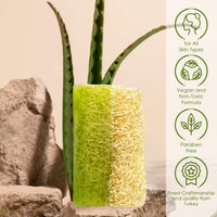 STORELUXY 130gr Aloe Vera Soap Bar With Pumpkin Fiber Natural Handmade Loofah | Oil Balance, Reduces Dryness, Collagen, Cures Blackheads and Acne, Vitamins C and E, Anti Ageing Skincare