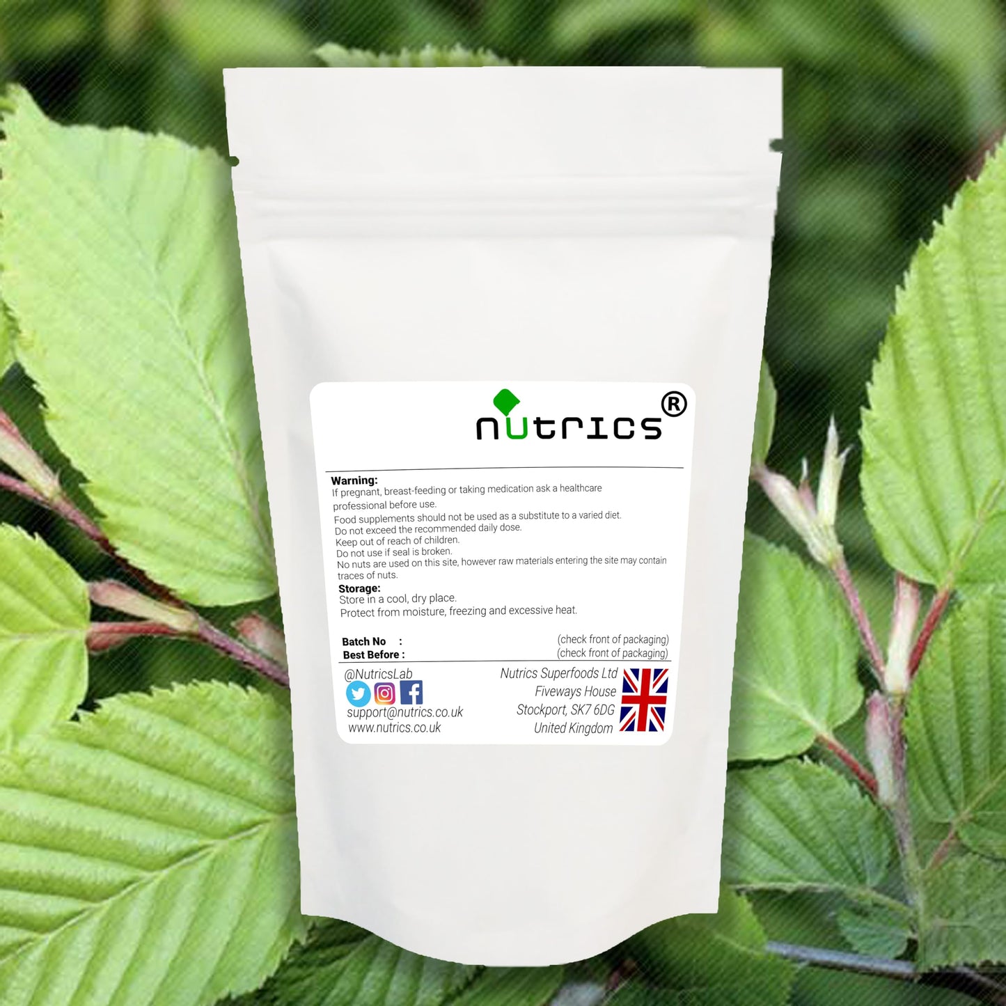 Nutrics® 100% Pure Slippery Elm Inner Bark 10:1 Extract 400g Vegan Powder Pharmaceutical Grade - Ulmus rubra - Suitable for Vegan Vegetarian Halal Kosher