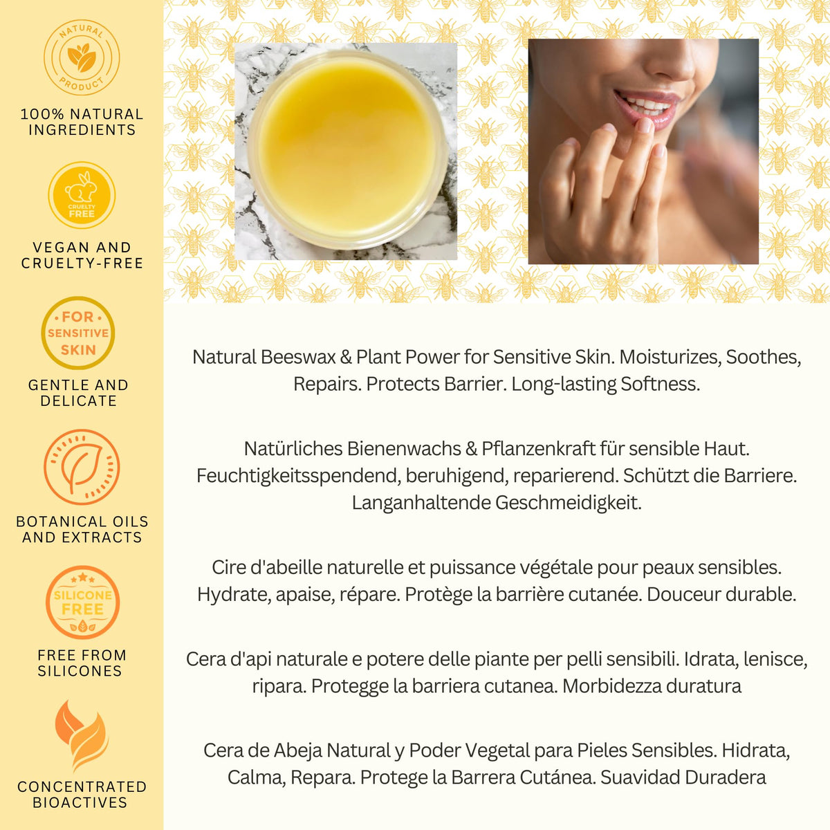BEES of BRITAIN - 100% Natural Skin Balm - Shea, Cocoa Butter, Beeswax. Repairs, Soothes, Hydrates. We Donate 5% of our Profit to Save Bees + Pollinators. 100ml