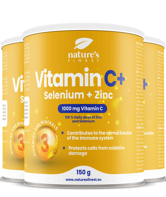 Nature's Finest by Nutrisslim Nature's Finest Vitamin C + Selenium + Zinc | 1000mg of Vitamin C per Serving | 100% Daily Dose of Zinc | Suitable for Vegetarians and Vegans