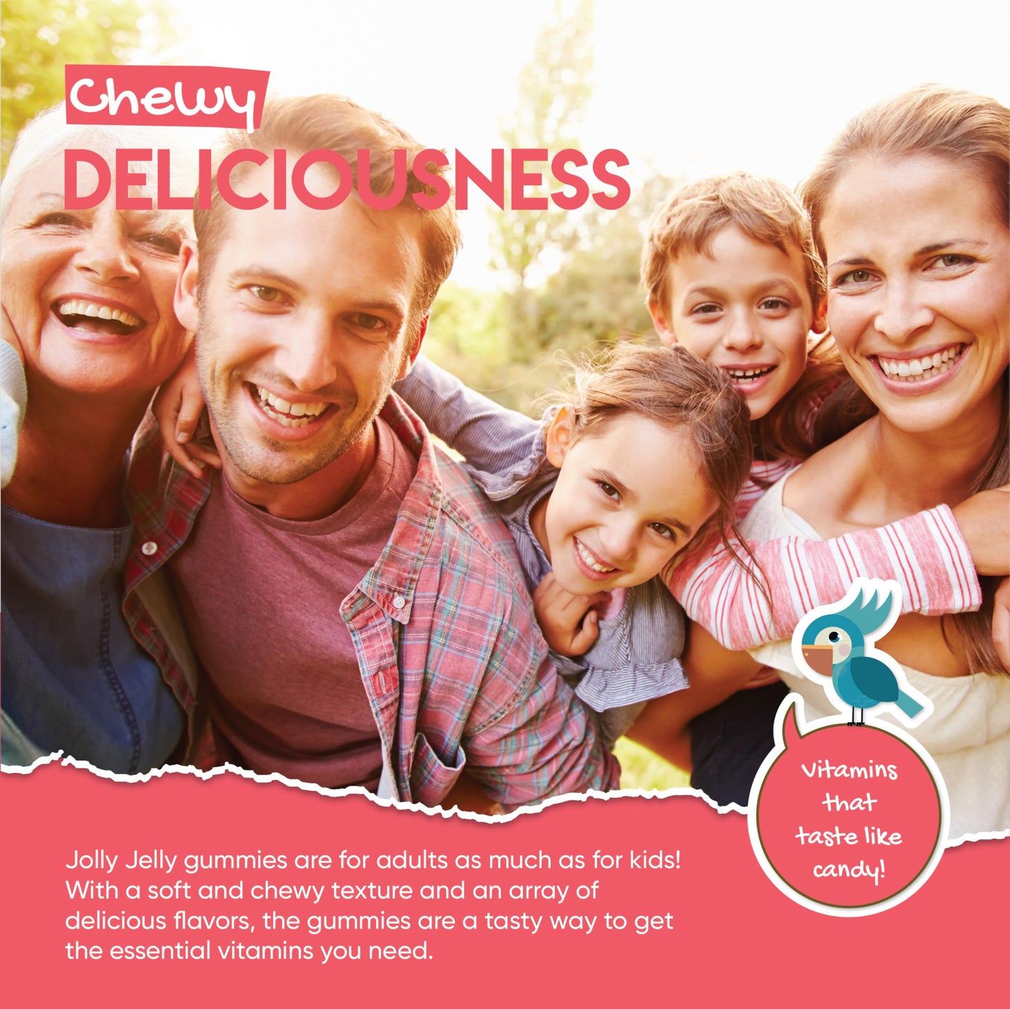 JOLLY JELLY Calcium and Vitamin D3 Tapioca Gummies – 500mg Calcium 1000IU Vitamin D3 – 60 Vegan Gummies – Immunity & Bone Health – Strawerry Flavour by Jolly Jelly