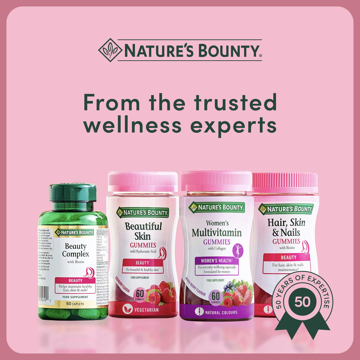Nature's Bounty Beautiful Skin Gummies - Pack of 60 Gummies, 30 Day Supply - Including Zinc, Vitamins C and E, Biotin and Hyaluronic Acid - Support Your Beauty Routine