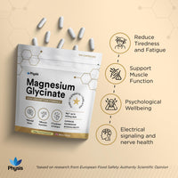 Physis Magnesium Glycinate 400mg | High Strength Elemental for Sleep, Mind & Muscle | Vegan Chelated Magnesium Bisglycinate | Bioavailable | Non-Laxative Natural Mineral | 120 x Magnesium Capsules