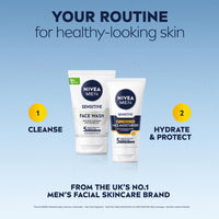 NIVEA MEN Sensitive Face Moisturiser SPF15 (75ml), 0% Alcohol Moisturiser Relieves 5 Signs of Skin Irritation and Protects Skin Against UVA/UVB Rays, Non-Greasy Formula