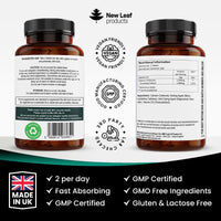 NEW LEAF PRODUCTS Calcium and Vitamin D3 Tablets - Calcium Supplement - 240 High Strength Calcium Tablets Supplement Calcium Vitamin D3 Tablets - Calcium Complex Made in The UK by New Leaf