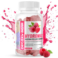 DETOXY BEAR LTD Hydromax Electrolytes Gummies – 60-Count Electrolyte and 1500mcg B12 Vitamin Gummies – Soft Chewable Gummies for Energy Support, Hydration Boost, Muscle Recovery