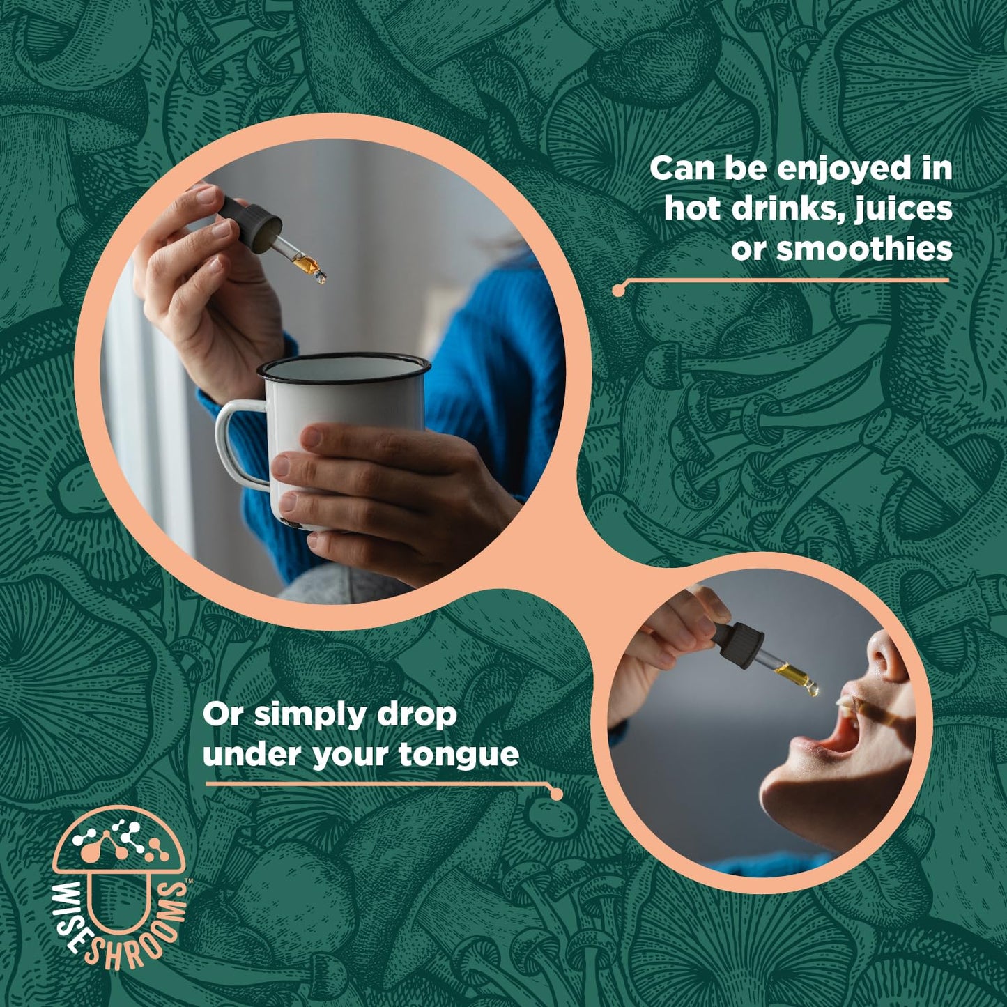 Lions Mane Supplement Liquid Drops 30,000mg | High Strength Lions Mane | from Fruiting Body | 60ml Bottle - Vegan | Wiseshrooms