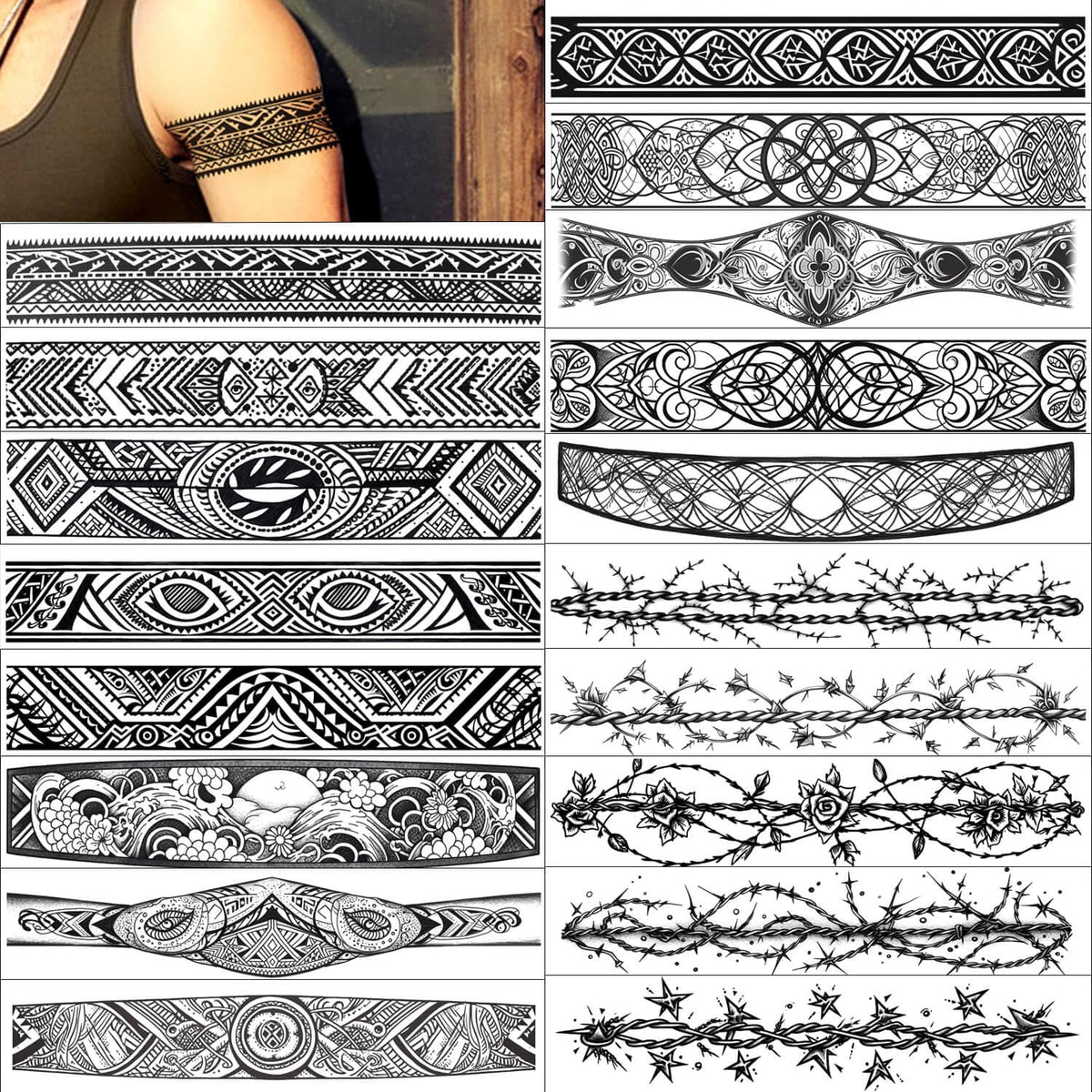 glaryyears GLARYYEARS 18-Pack Realistic Barbed Wire Temporary Tattoos