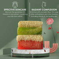 STORELUXY 130gr Aloe Vera Soap Bar With Pumpkin Fiber Natural Handmade Loofah | Oil Balance, Reduces Dryness, Collagen, Cures Blackheads and Acne, Vitamins C and E, Anti Ageing Skincare