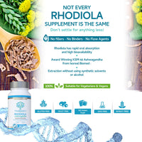 swiss bioenergetics Rhodiola & Ashwagandha with L-Theanine - Award Winning Ashwagandha KSM-66 600mg & 1500mg Rhodiola - Whole Root Equivalent- adaptogen Combo- No Artificial fillers- UK Made
