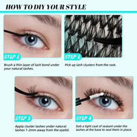 AMZGIRL LASH Lash Extension Kit 320Pcs,DIY Individual Lashes Clusters Kit,Lash Bond And Seal,Lash Remover For Eyelashes Extensions,Lash Applicator Tool For False Eyelash Cluster Kit At Home(3040D,D-Mix9-16mm Kit)