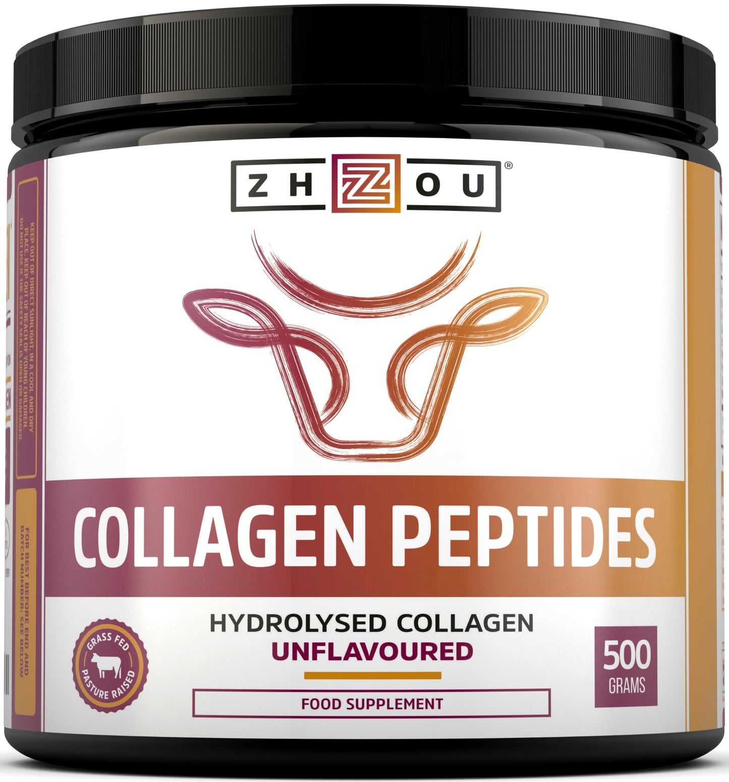 Nu U Nutrition Collagen Powder 500g - Hydrolysed Collagen Peptides Powder - High Protein Bovine Collagen Supplement - Grass Fed, Halal Certified - Rich in Amino Acids - for Hair, Nails & Skin - Zhou Nutrition