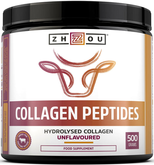 Nu U Nutrition Collagen Powder 500g - Hydrolysed Collagen Peptides Powder - High Protein Bovine Collagen Supplement - Grass Fed, Halal Certified - Rich in Amino Acids - for Hair, Nails & Skin - Zhou Nutrition