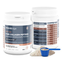 PRIMEdge Collagen Powder, Tasteless, Grass Fed, Collagen Peptides Supplement for Skin, Hair, Joints and Nail Support, Including 8 Essential Amino Acids (Type I, III), Halal & Kosher, 300g (30 Doses)