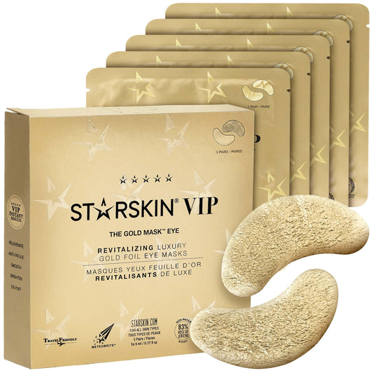 STARSKIN VIP Gold Mask Eye 5 Pack, Gold Undereye Mask Patches, For Puffy Eyes and Wrinkles, Revitalizing and Hydrating, K Beauty Skincare