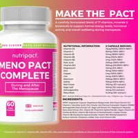 nutripact Red Clover Menopause & Perimenopause Support Supplement 17-in-1 High Strength Complex with Magnesium Ashwagandha, Sage, Maca, Vitamins, Minerals – 60 Vegan Capsules – Meno Pact Complete by Nutripact