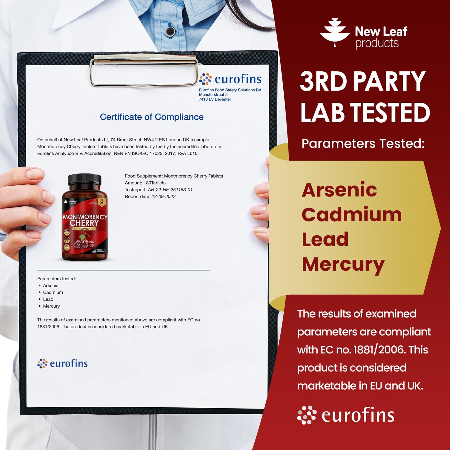 Montmorency Cherry 4000mg - 180 Tablets High Strength Concentrate - Natural Tart Cherry Vegan Supplements (not Capsules or Powder) - Non-GMO, 3 Months Supply - (2 per serving) Made in The UK