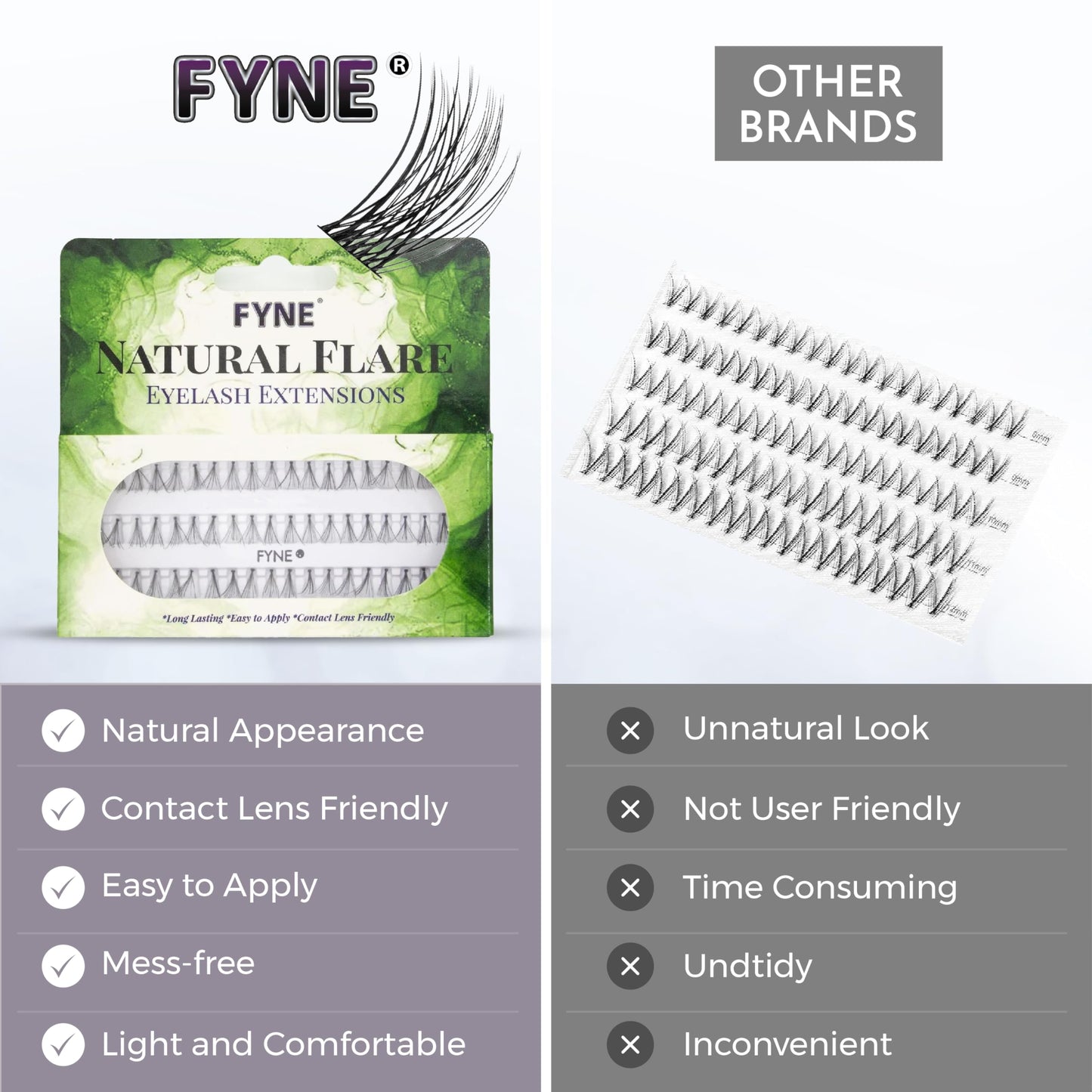 FYNE Natural Eyelash Extensions (Pack of 4, 8mm - Short)