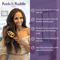 Rock & Ruddle Natural Mixed Boar Bristle Hair Brush for Women and Kids (Small/Travel Size, 17.5cm) - Perfect for Wet or Dry Hair, Detangling Smoothing Blowdrying - Made in UK - Lovebirds Design