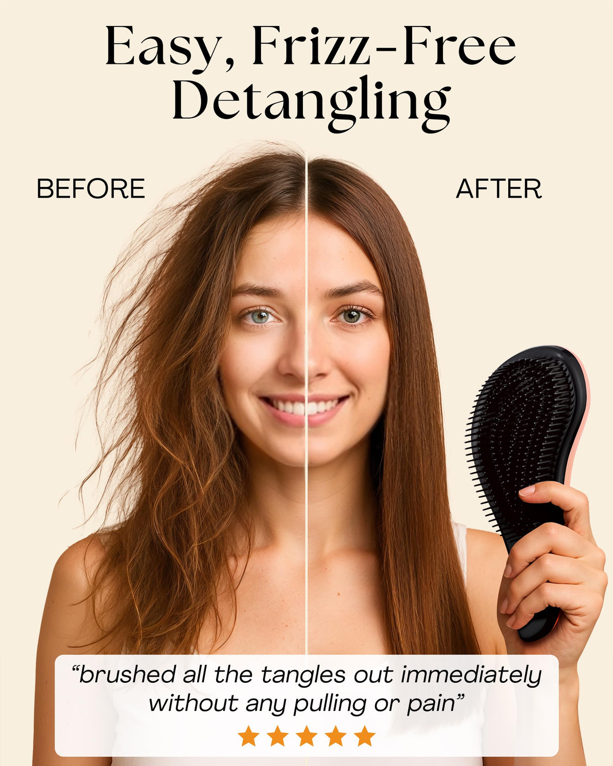 Lily England Detangle Hair Brush for Thick, Curly & Straight Hair - Detangling Hairbrush for Women, Kids & Toddlers with Flexible Bristles - Smooth Detangler for Wet & Dry Hair, Rose-Gold