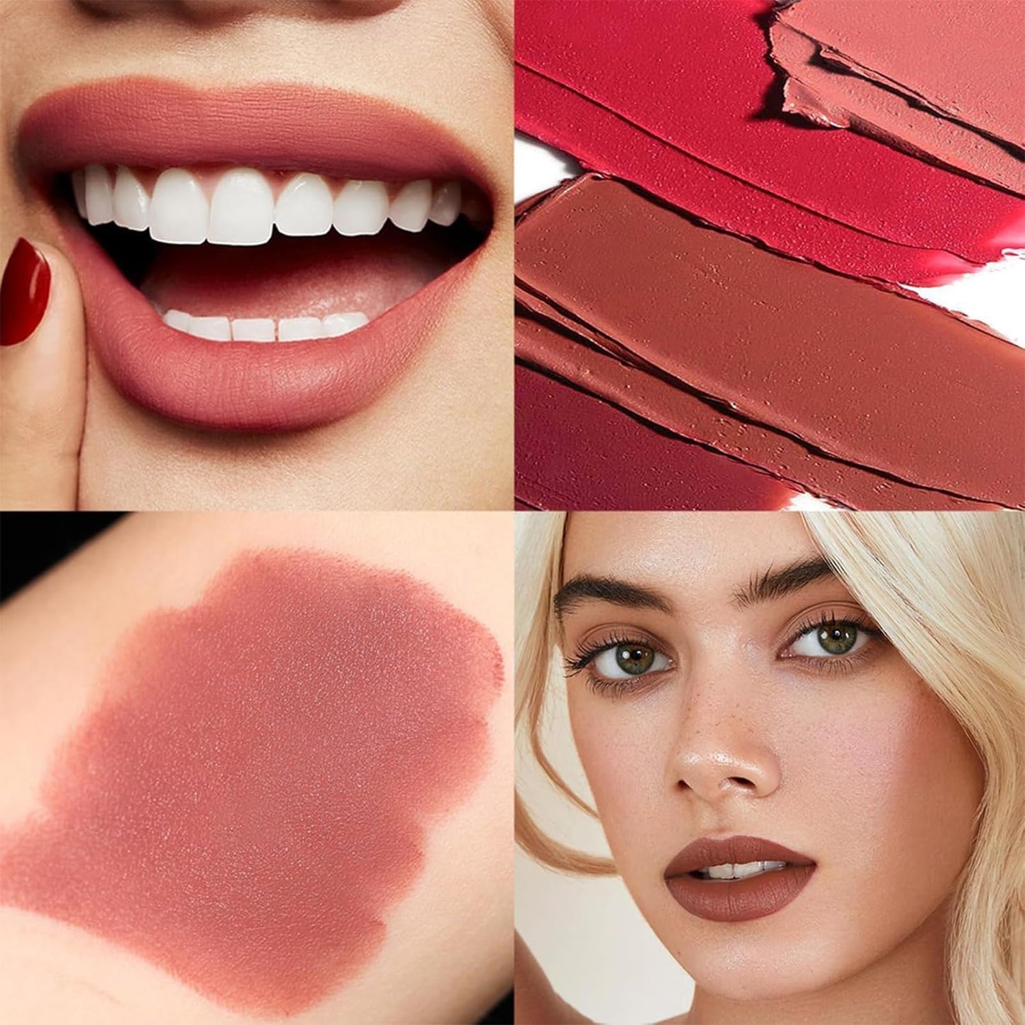 SHEBEEDO Nude Pink Lipstick,4 Colors Moisture Shine Hydrating Lipstick Pen,Long Lasting Highly Pigmented Creamy Matte Lip Gloss,Mini Lipstick Set,Lip Makeup Lipgloss for Women Girls Daily Makeup(#A)