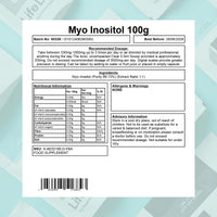 Blackburn Distributions Myo Inositol Powder 100g- Pure Myo Inositol Supplement for Hormonal Balance - Mood Support Vegan Myo Inostiol Powder 99.5 High Purity by LifeLab Supplements