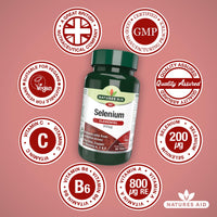 Natures Aid Selenium Tablets 200ug - High Potency Antioxidant Immune Support Supplement - Supports Thyroid Health Metabolism Wellness - Vegan Gluten-Free Non-GMO Natural Supplement - 90 Tablets