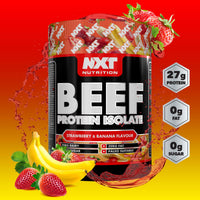 NXT Nutrition NXT Beef Protein Isolate 540g - High Protein Powder in Natural Amino Acids - Paleo, Keto Friendly - Dairy and Gluten Free - 540g - Strawberry & Banana