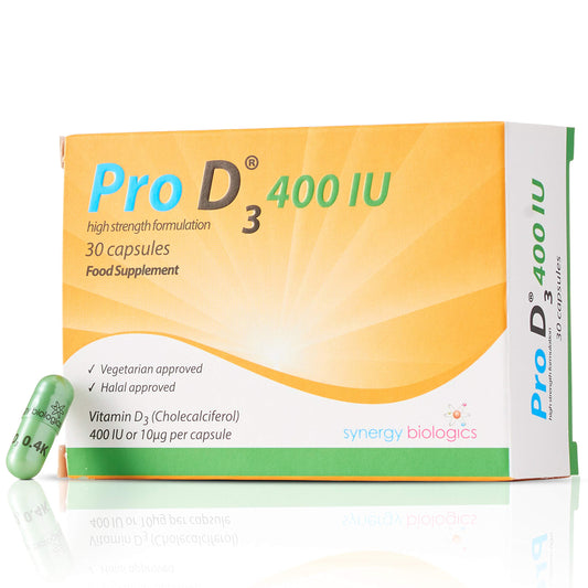 Pro D3 400 IU - Vitamin D3 (30 Capsules) Vegetarian | Made in The UK | Free from Alcohol, Crustaceans, Dairy, Egg, Gelatine, Gluten, Milk, Nut, Peanut, Salt, SOYA
