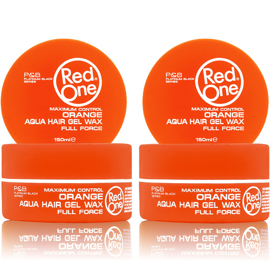 RedOne Hair Styling Aqua Wax Orange 2x 150 ml | Edge Control | Ultra Hold | Gel Wax | Men & Women Hair Wax | Melon Scent | Maximum Control
