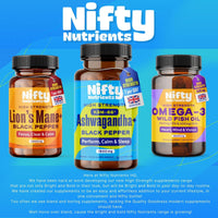 Nifty Nutrients Ashwagandha KSM-66® 1500mg High Strength Capsules | 1 a Day | 90 Capsules 3 Month Supply | Vegan & Black Pepper to Aid Absorption | Made in The UK