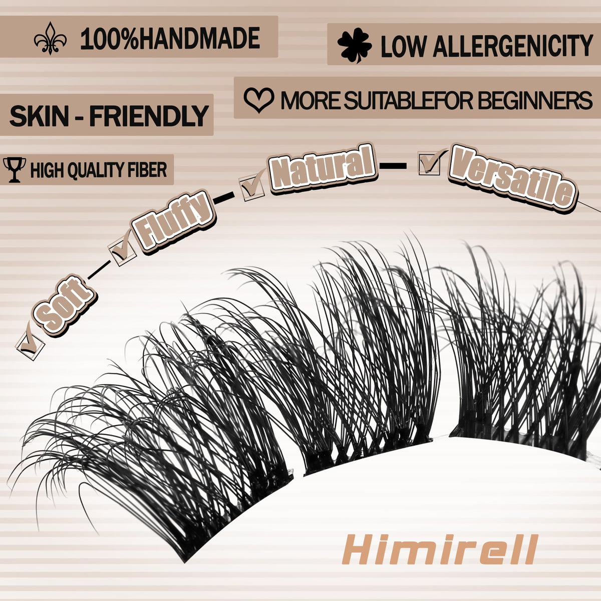 Himirell Lash Clusters Kit Fluffy Volume Eyelash Extension Kit 140Pcs 5D Wispy Natural DIY lash Extenisons D Curl with 140Pcs Individual Lashes, Lash Bond and Remover,Tweezers for Self Use