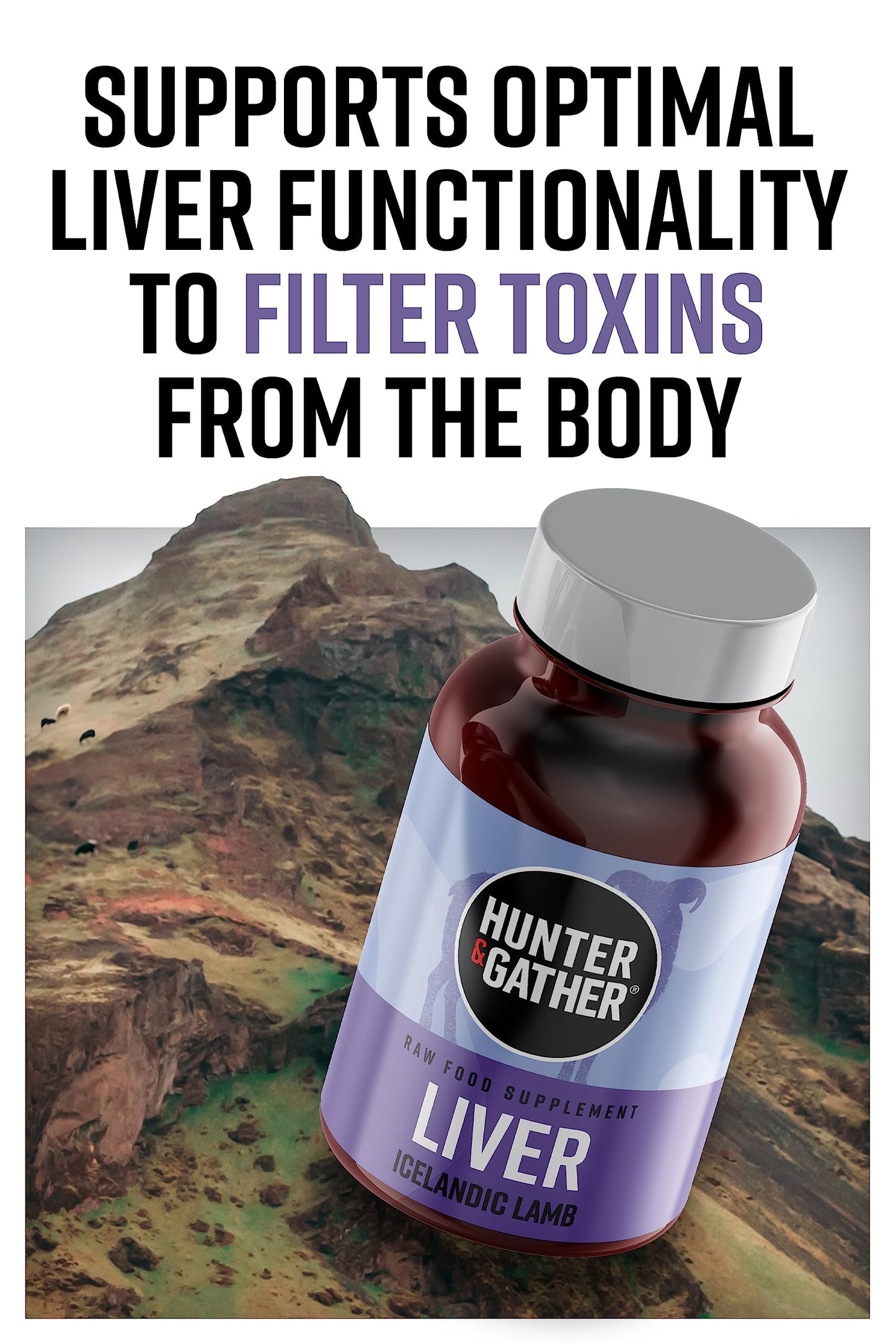Hunter & Gather Nose to Tail - 180 Liver Capsules | Wild, Grass Fed Icelandic Lamb Ancestral Inspired Supplements| Raw Freeze-Dried Lamb | No GMO Feeds, Antibiotics Or Hormones
